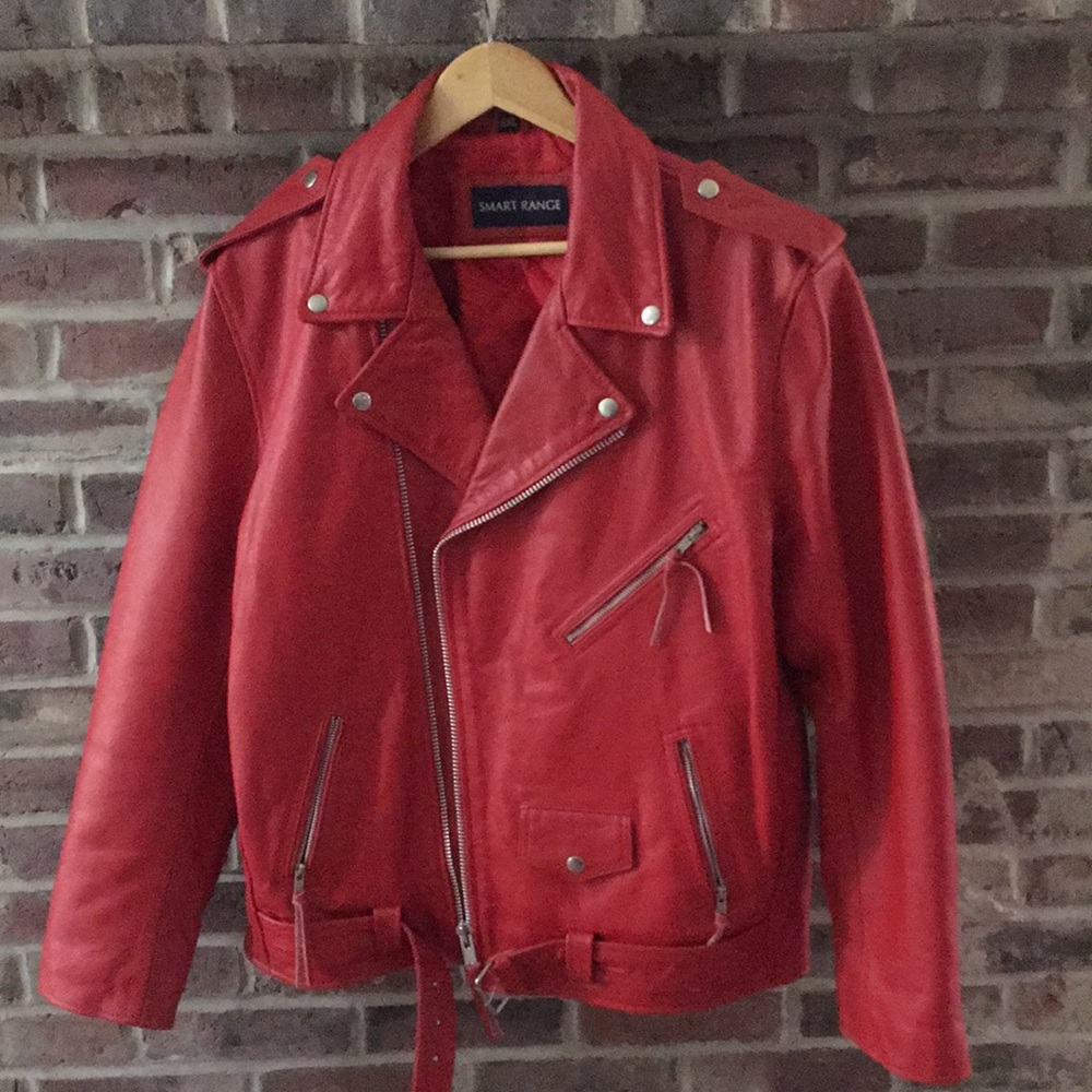 Red leather motorcycle jacket, gently used